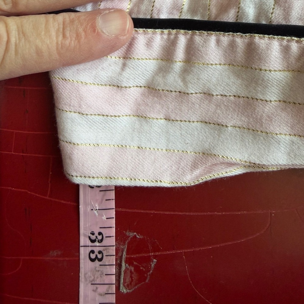 Victoria's Secret Logo Striped Pajama Set Womens XL Pink Gold Shimmer Sleepwear - Picture 15 of 16